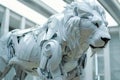 Futuristic lion robot, mechanical robot. Generative AI