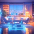 Futuristic Living Room Interior Design Illustration Royalty Free Stock Photo