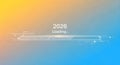 Futuristic loading bar graphic displaying the year 2026 with a progress indicator against a blue and orange gradient background Royalty Free Stock Photo