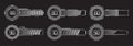 Futuristic Loading Bars, Black and White Interface Elements, Display Download Progress With Holographic Effects