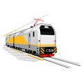 Futuristic locomotive. Vector art in gray-yellow tones