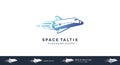 Futuristic logo design featuring a stylized space shuttle in a gradient of blue shades, Royalty Free Stock Photo