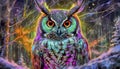 Futuristic long eared owl AI