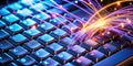 A Futuristic Long Exposure View of a NoSQL Database Button Visualizing Data Streams and Network Connectivity Royalty Free Stock Photo