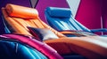 Futuristic Lounge Chairs In Vibrant Colors: A Hyper Modern Recliner Shot