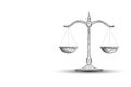 Futuristic low polygonal weighing scales symbol on white background. Justice, law, balance concept