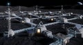 A futuristic lunar base on the Moon\'s surface, featuring Royalty Free Stock Photo