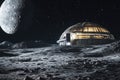 Futuristic lunar habitat exploring human presence on the Moon's surface
