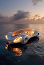 Futuristic luxury ride, envisioning the design model of tomorrow's car. sleek, obtate shapes redefine luxury in the