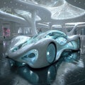 Futuristic luxury ride, envisioning the design model of tomorrow's car. sleek, obtate shapes redefine luxury in the