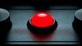 A futuristic machine control panel features a glowing red indicator light in close-up, surrounded by a chrome bezel and textured Royalty Free Stock Photo