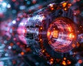 Futuristic machine engineering abstract ai tech innovation cyberpunk scifi digital connection data industry technology