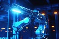 Futuristic Machines in Factory: Industrial robotic arm