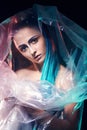 Futuristic make-up girl in plastic Royalty Free Stock Photo