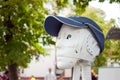 Futuristic man, white robot printed on a 3d printer