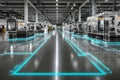 Futuristic Manufacturing Facility with Digital Overlay for Advanced Automation Design Generative AI Royalty Free Stock Photo