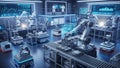 The scene showcases advanced automation technology in an industrial setting Royalty Free Stock Photo
