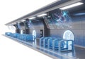 Futuristic manufacturing line with glowing components isolated on transparent background Royalty Free Stock Photo