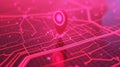 Futuristic map interface with glowing digital marker