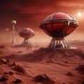 Futuristic Mars Colony with Astronaut and Advanced Structures