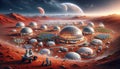 Futuristic Mars Colony with Domes and Infrastructure