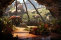 futuristic mars habitat greenhouse with plants