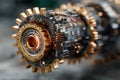 Futuristic Mechanical Cog with Circuitry for Technological Advancements Generative AI Royalty Free Stock Photo
