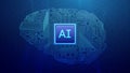 Futuristic Medical AI Brain Chip Digital Tech bg. 3D Abstract Circuit Network featuring Semiconductor, Neural Processor