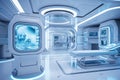 Futuristic medical facility where chip implants are standard practice for patient identification. Generative AI