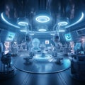 Futuristic Medical Operating Room with Orchestra of Surgical Instruments