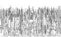 Futuristic Megalopolis City Of Skyscrapers Vector.