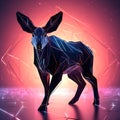 Futuristic Menagerie: Abstract Animal Art in Black Background, a 3D Rendering with Glowing Low-Polygonal Elements, Creating an