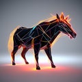 Futuristic Menagerie: Abstract Animal Art in Black Background, a 3D Rendering with Glowing Low-Polygonal Elements, Creating an Royalty Free Stock Photo