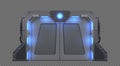 Futuristic metal sliding spaceship door