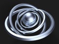 Futuristic metallic black background with rings. 3d illustration, 3d rendering