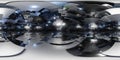 a futuristic metallic structure covered in mirrors 3d render 360 degree full panorama Royalty Free Stock Photo