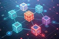 Futuristic Metaverse Digital Cubes and Block Technology Network Concept