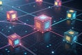 Futuristic Metaverse Digital Cubes and Block Technology Network Concept