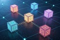 Futuristic Metaverse Digital Cubes and Block Technology Network Concept