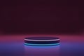 futuristic metaverse podium empty room product display presentation abstract technology sci-fi with neon light 3d background