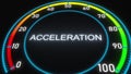 Acceleration futuristic meter or indicator. Conceptual 3D rendering