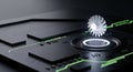 Futuristic Microchip Design: High-Performance AI Processing Unit with Efficient Cooling for Tech Innovators. Royalty Free Stock Photo