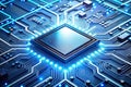 Futuristic Microchip with Digital Overlay