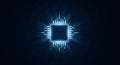 Futuristic Microchip Icon Glowing Blue for High-Tech Business and Secure Digital Processing Royalty Free Stock Photo