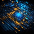 Futuristic microchip illuminating complex circuitry with artificial intelligence Royalty Free Stock Photo