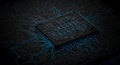 Futuristic microchip with neon blue connections Royalty Free Stock Photo