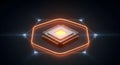 Futuristic Microchip Powering Next-Generation Computing Systems: 3D Render for Technology Concepts. Royalty Free Stock Photo