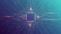 Futuristic Microchip Processor with Digital Circuitry and Data Flow Royalty Free Stock Photo