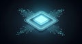 Futuristic Microchip Processor: High-Speed Computing and Data Transfer for Business and IT professionals. Royalty Free Stock Photo