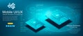 Futuristic microchip processor in isometric view. The concept of technology development of mobile sim cards. Futuristic